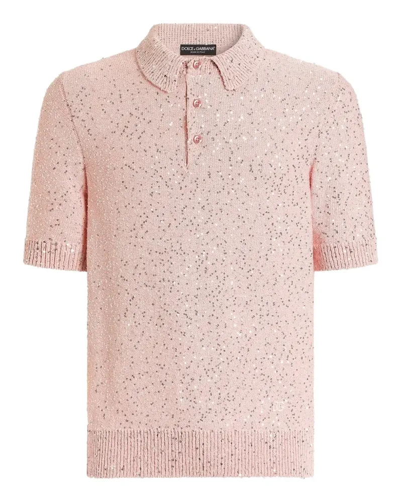 Dolce & Gabbana Poloshirt aus Seide mit Pailletten - Rosa Rosa