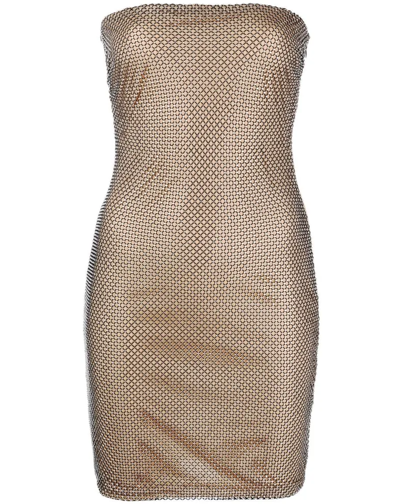 Genny Schulterfreies Minikleid mit Mesh-Detail Nude