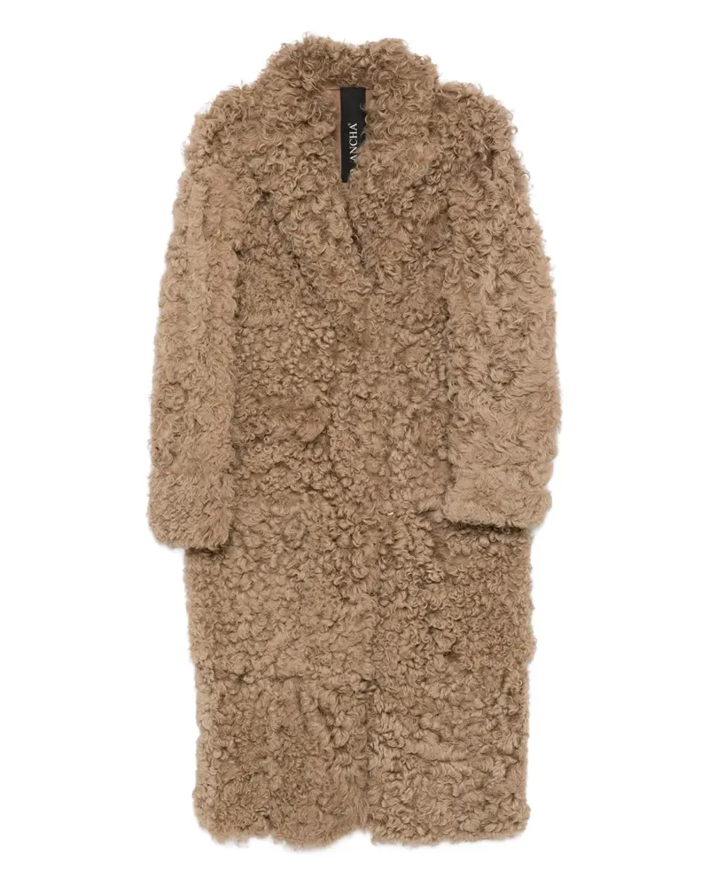 BLANCHA Einreihiger Shearling-Mantel - Nude Nude
