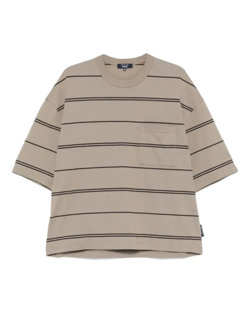 Comme des Garçons Gestreiftes T-Shirt mit Brusttasche - Braun Braun
