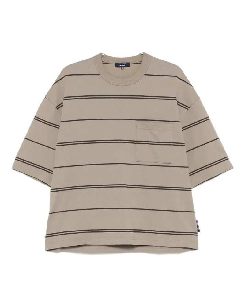 Comme des Garçons striped chest-pocket T-shirt - Braun Braun