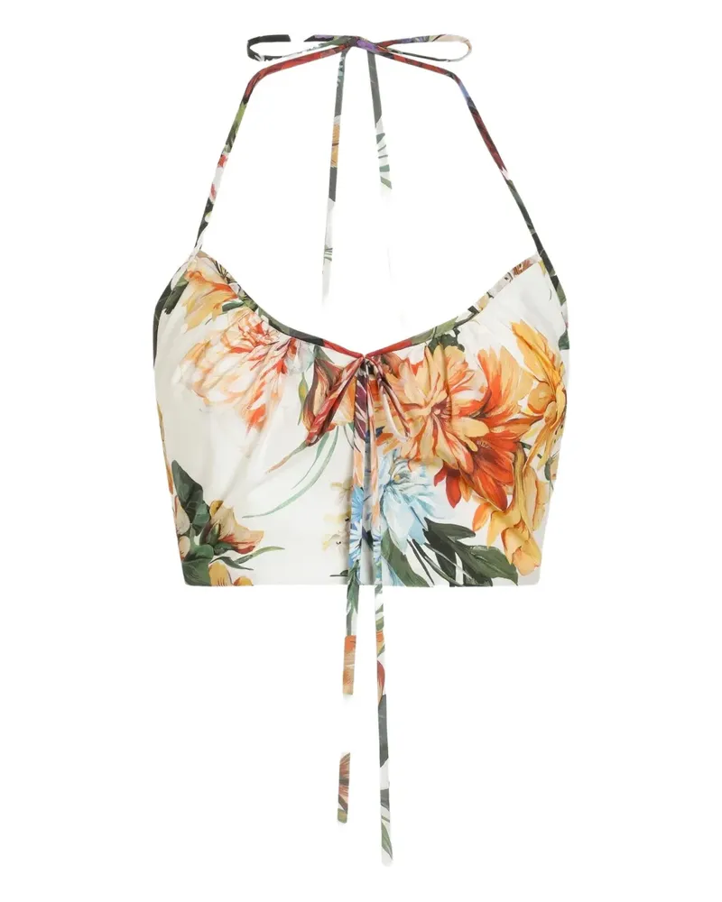 Dolce & Gabbana Oberteil mit Blumen-Print - Weiß Weiß