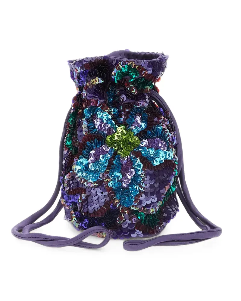 P.A.R.O.S.H. Gla sequin-embroidered floral bucket bag - Violett Violett