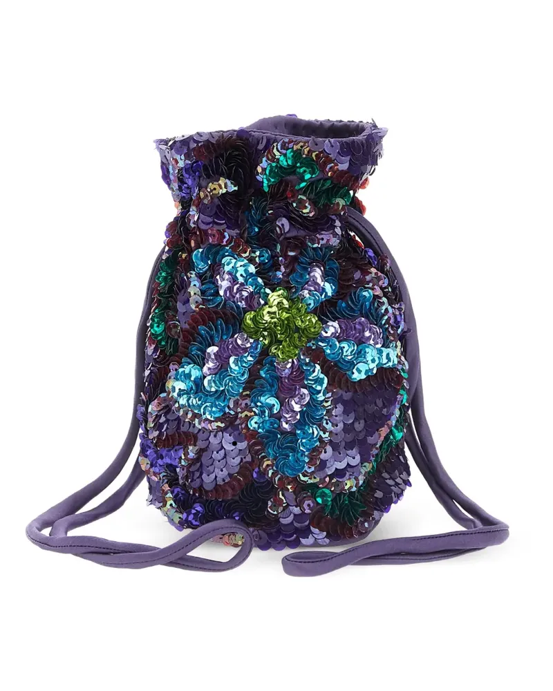 P.A.R.O.S.H. Gla Beuteltasche mit floraler Paillettenstickerei - Violett Violett