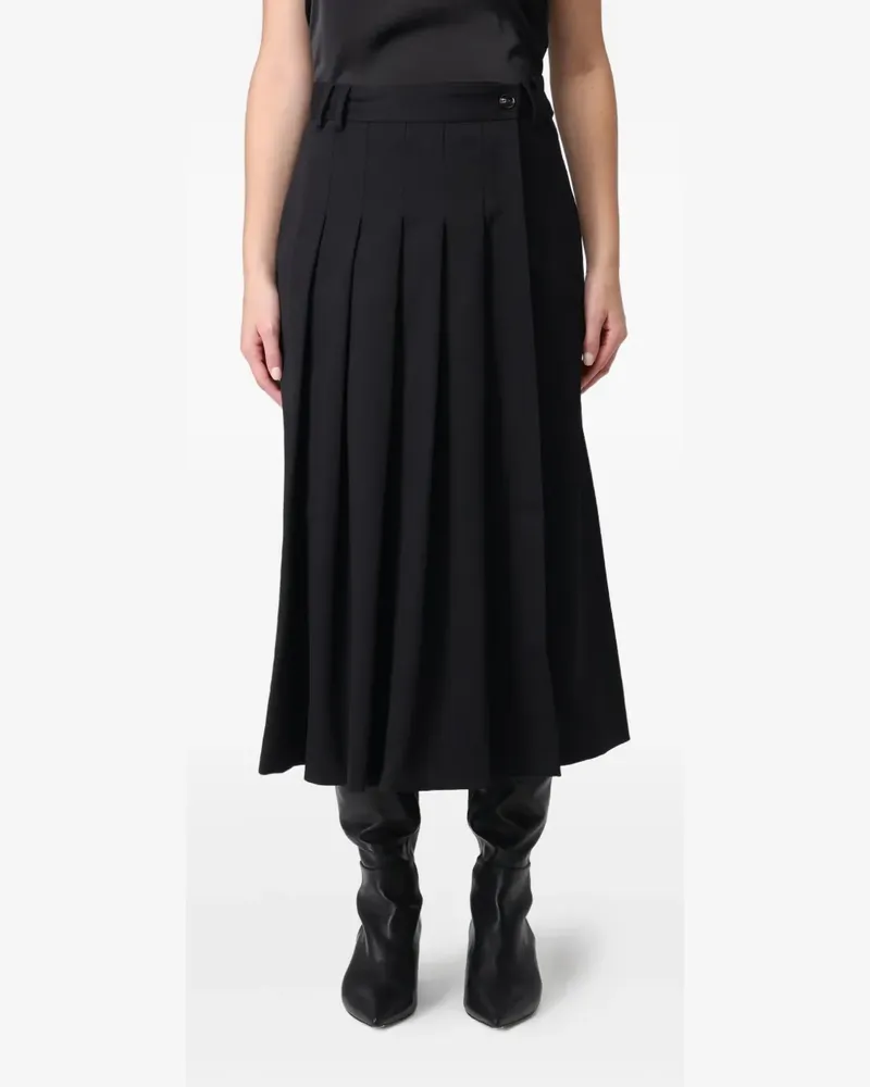 Liviana Conti pleated belt long skirt - Schwarz Schwarz