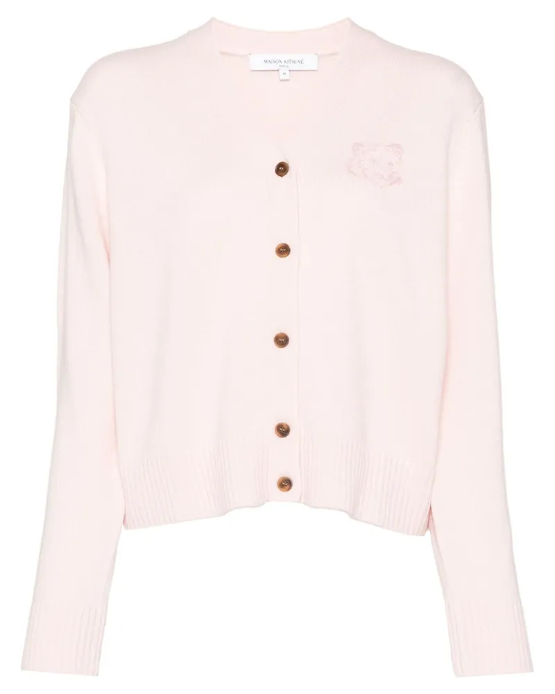 Kitsuné Bold Fox Head Cardigan mit Stickerei - Rosa Rosa
