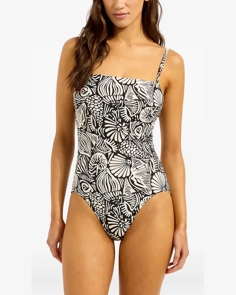 Seafolly Australia Badeanzug mit Muschel-Print - Schwarz Schwarz