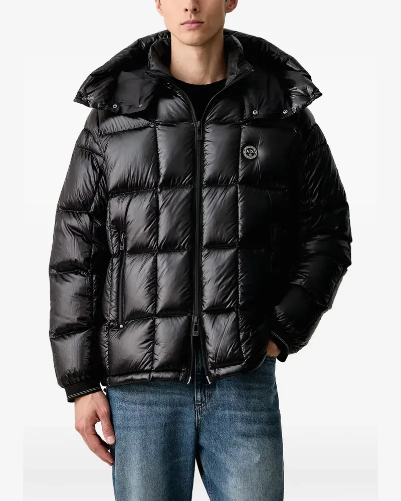 Armani Exchange quilted hooded jacket - Schwarz Schwarz