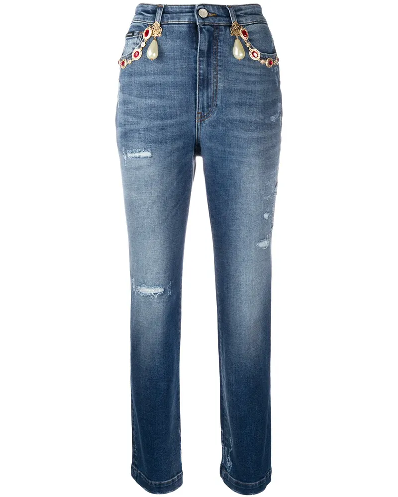 Dolce & Gabbana Hoch geschnittene Cropped-Jeans - Blau Blau