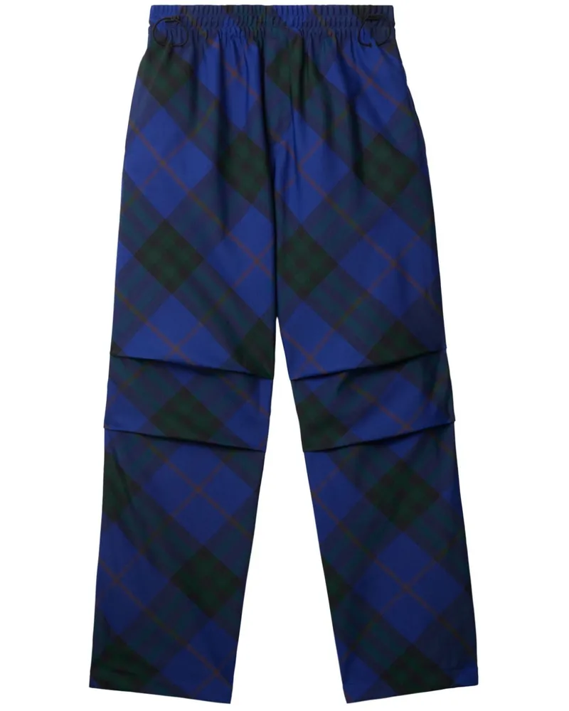 Burberry Karierte Hose mit Ritteremblem - Blau Blau
