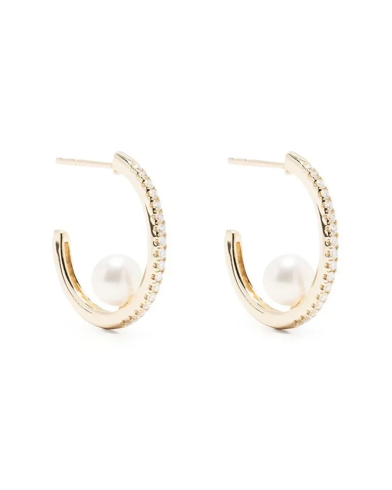 MIZUKI 14kt Gelbgoldohrringe mit Perlen Gold