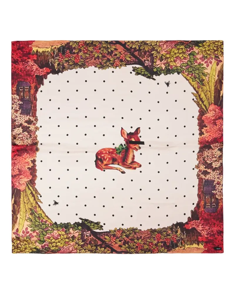 Undercover graphic-printed polka-dot squared silk scarf - Weiß Weiß