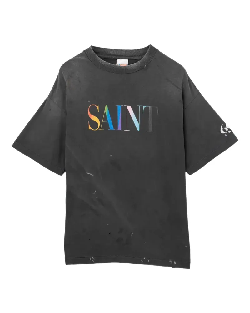 SAINT MXXXXXX T-Shirt im Distressed-Look - Grau Grau