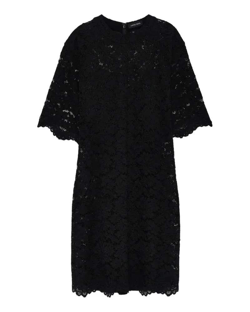 Anine Bing Leonor Kleid aus schwarzer Spitze Schwarz