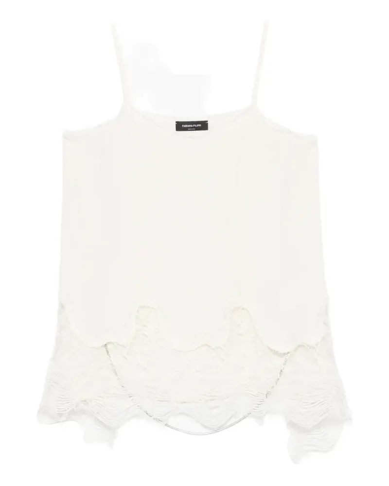 Fabiana Filippi V-neck lace-trim asymmetric top - Nude Nude