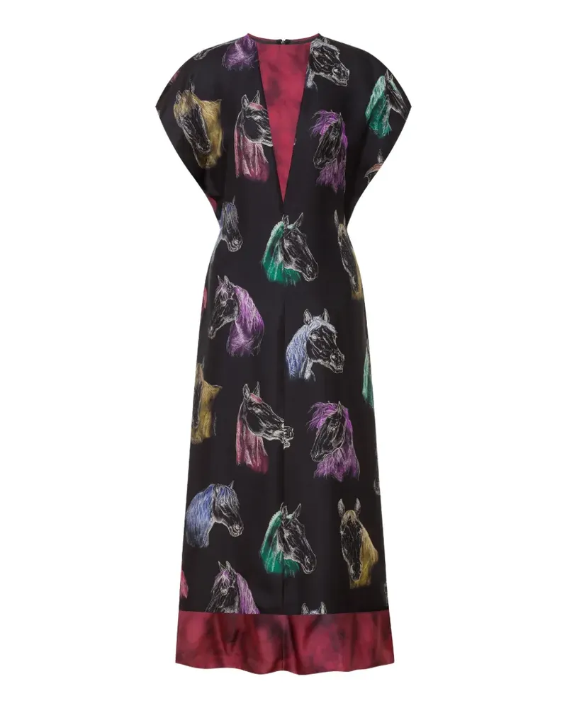 Moschino Kleid mit Pferde-Print und Einsätzen - Schwarz Schwarz