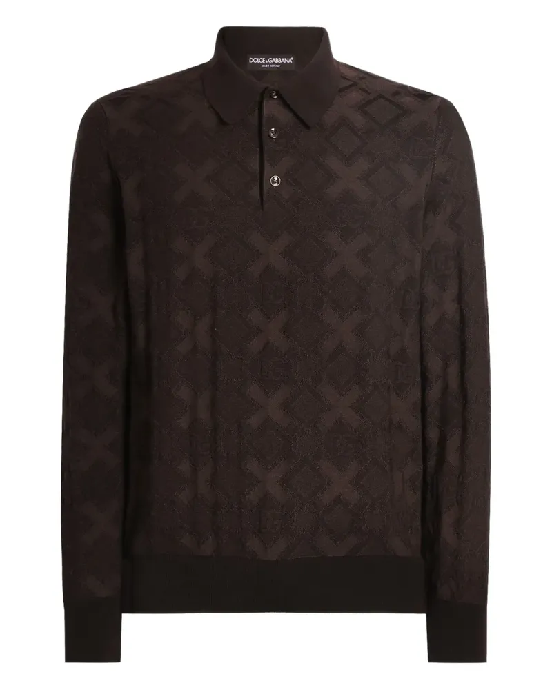 Dolce & Gabbana Geometrisch gemustertes Poloshirt - Braun Braun
