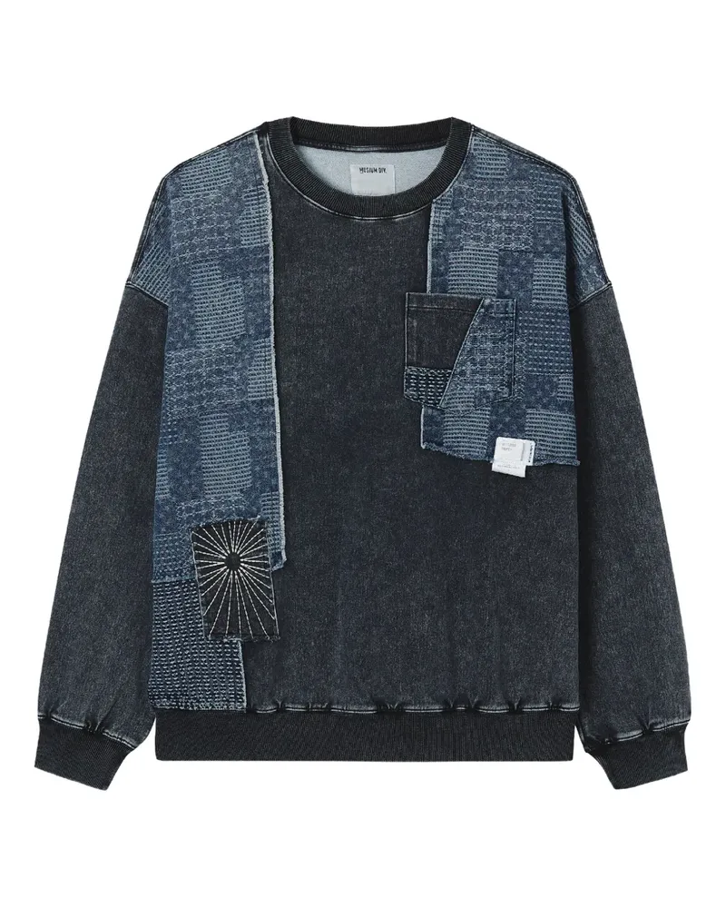 Musium Div. Sweatshirt im Patchwork-Look - Schwarz Schwarz
