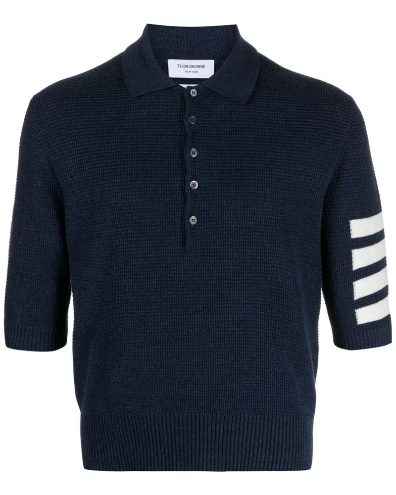 Thom Browne Poloshirt mit 4-Streifen-Logo - Blau Blau