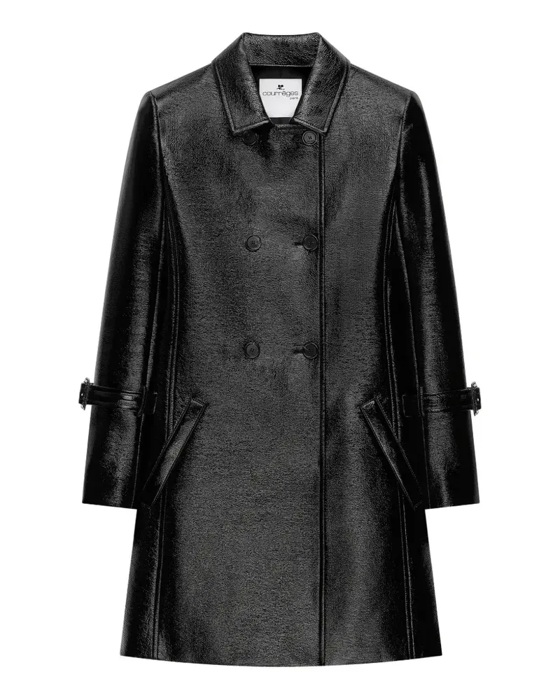 Courrèges Doppelreihiger Mantel - Schwarz Schwarz