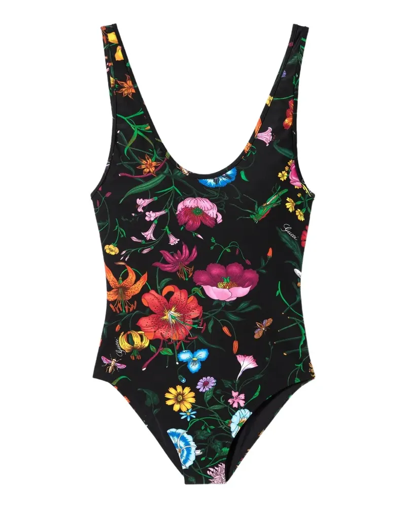 Gucci Badeanzug mit Blumen-Print - Schwarz Schwarz