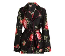 Leinenbluse mit Gürtel - Schwarz