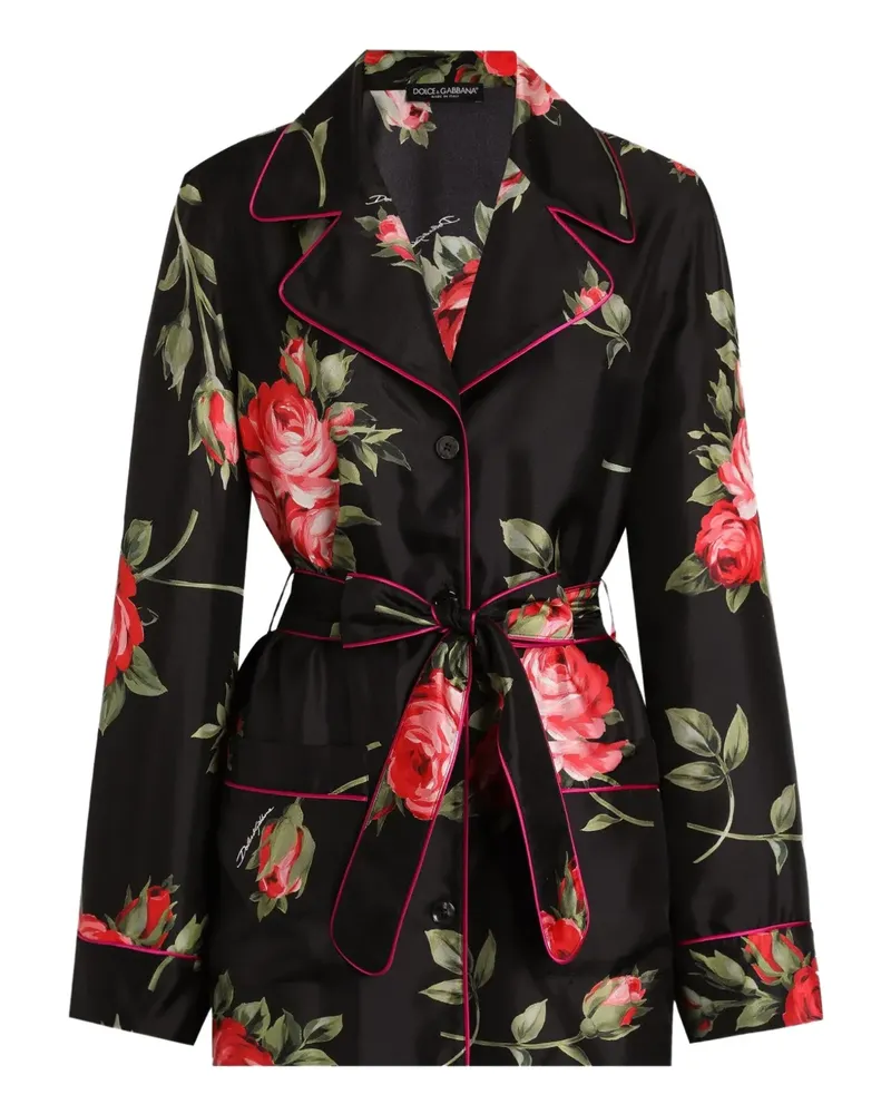 Dolce & Gabbana Leinenbluse mit Gürtel - Schwarz Schwarz