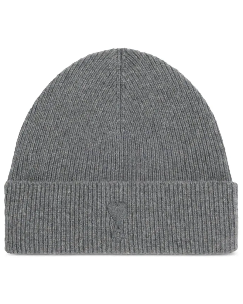 AMI Paris Ami de Coeur Kaschmir-Woll-Beanie - Grau Grau
