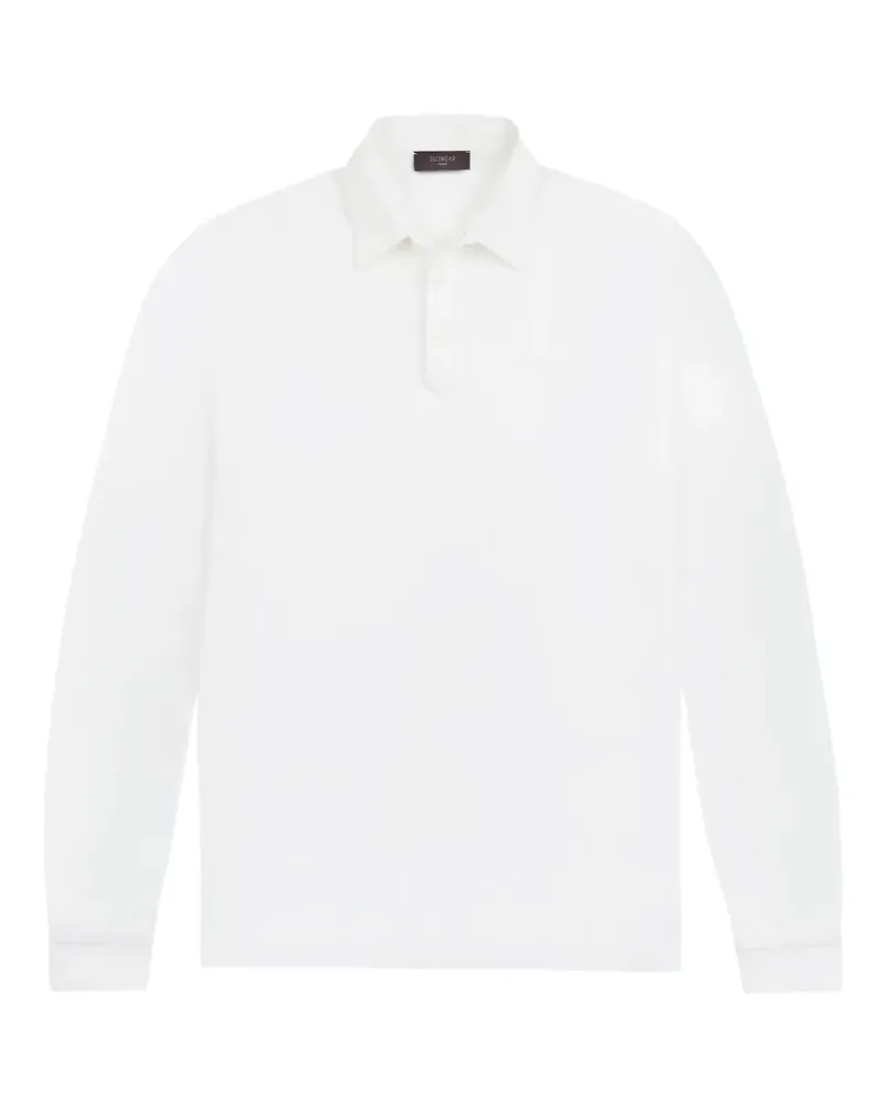 Zanone Langärmeliges Poloshirt - Weiß Weiß