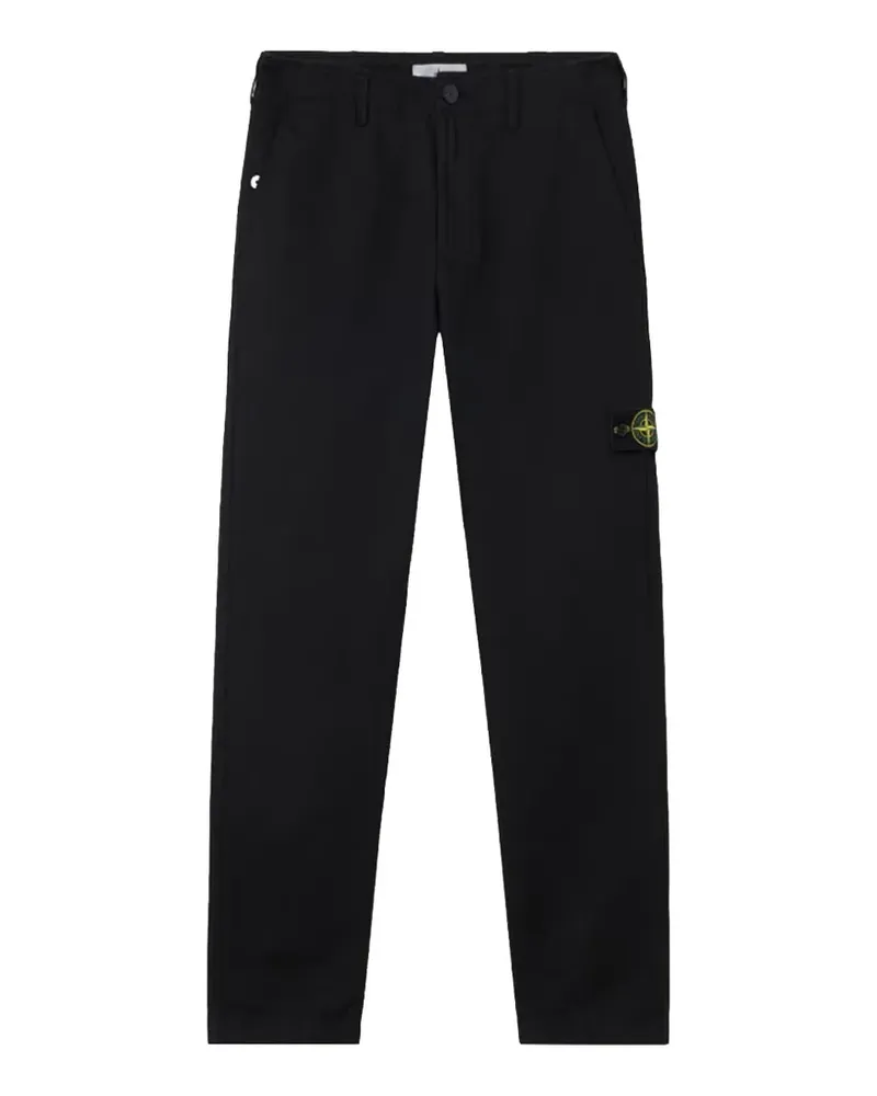 Stone Island logo-patch chino trousers - Schwarz Schwarz