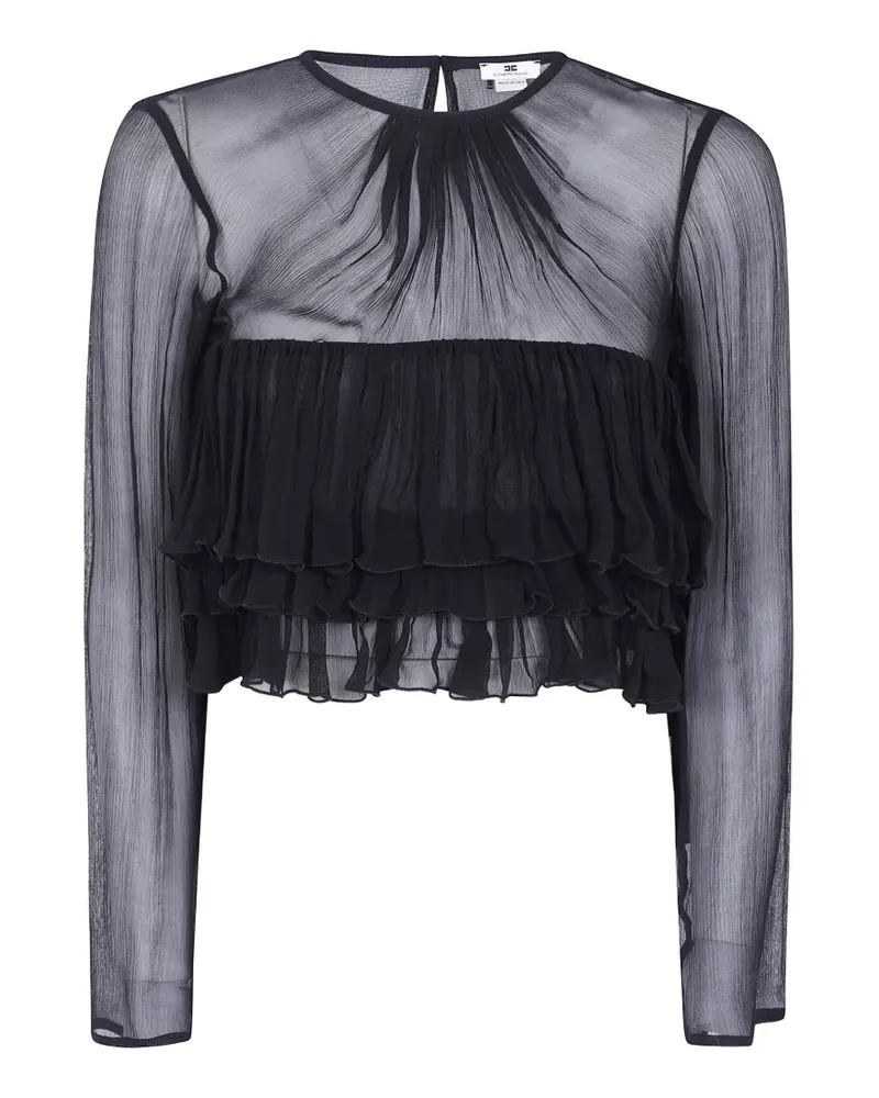 Elisabetta Franchi ruffled semi-sheer blouse - Schwarz Schwarz
