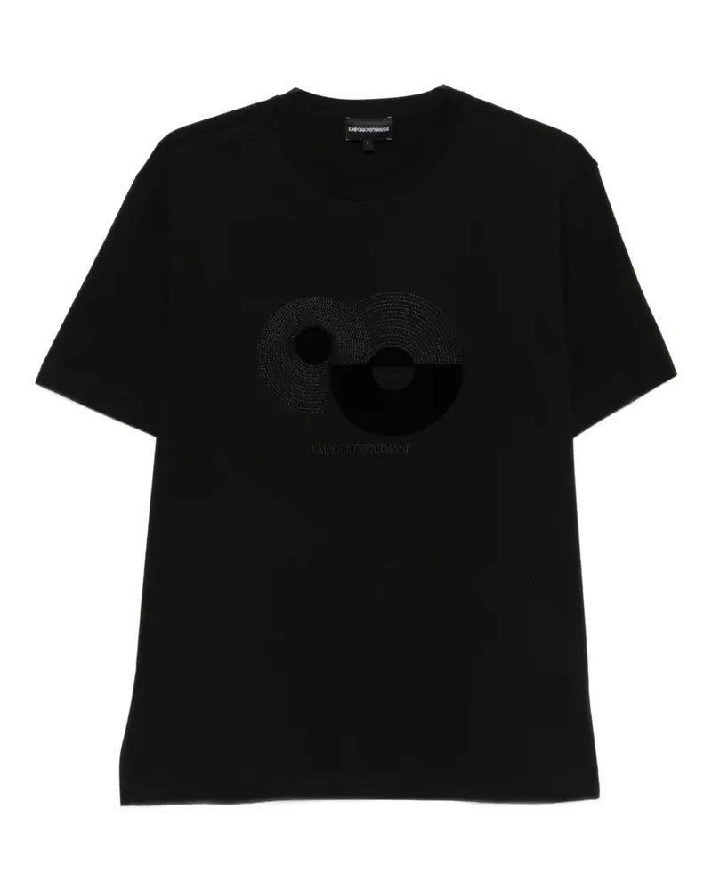 Emporio Armani logo-embroidered T-shirt - Schwarz Schwarz