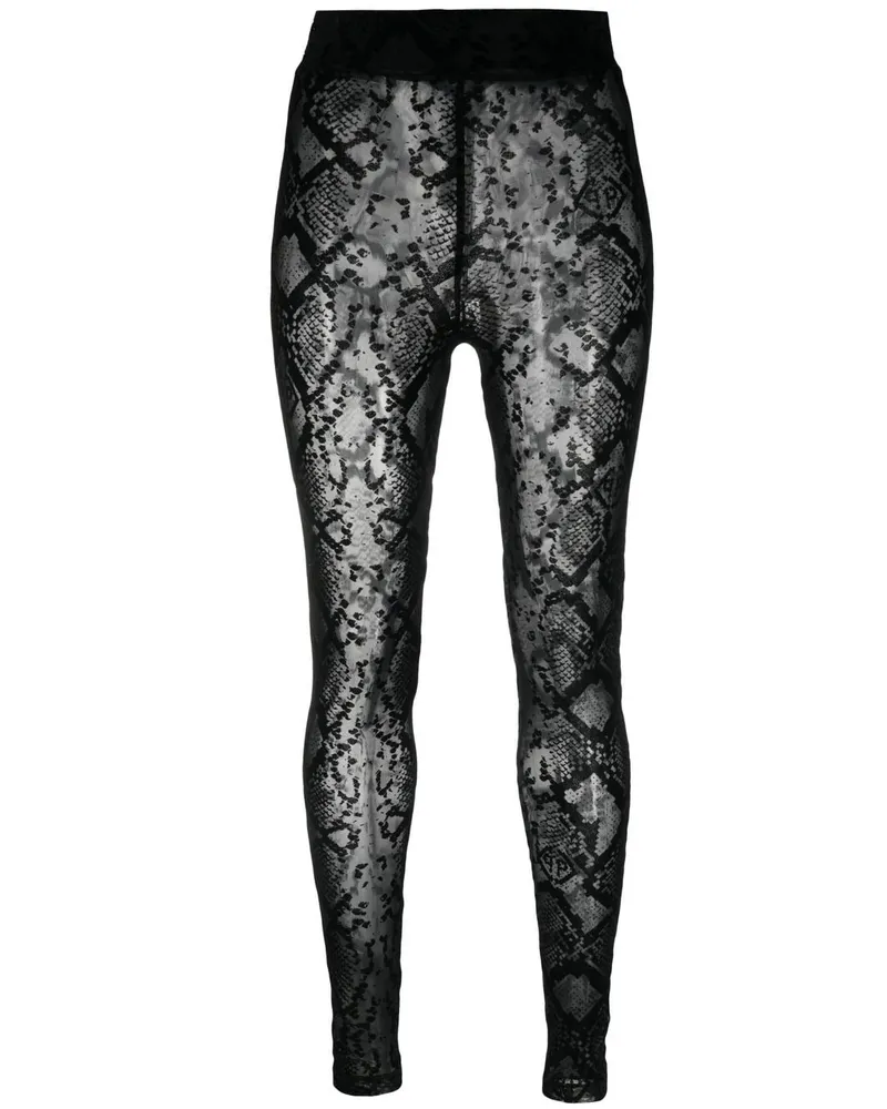Philipp Plein High-Waist-Leggings mit Logo - Schwarz Schwarz