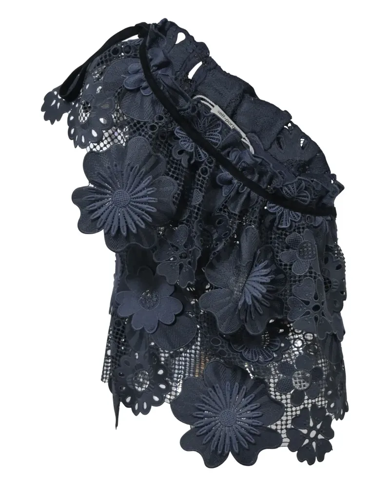 Self-Portrait lace ruffled top - Blau Blau