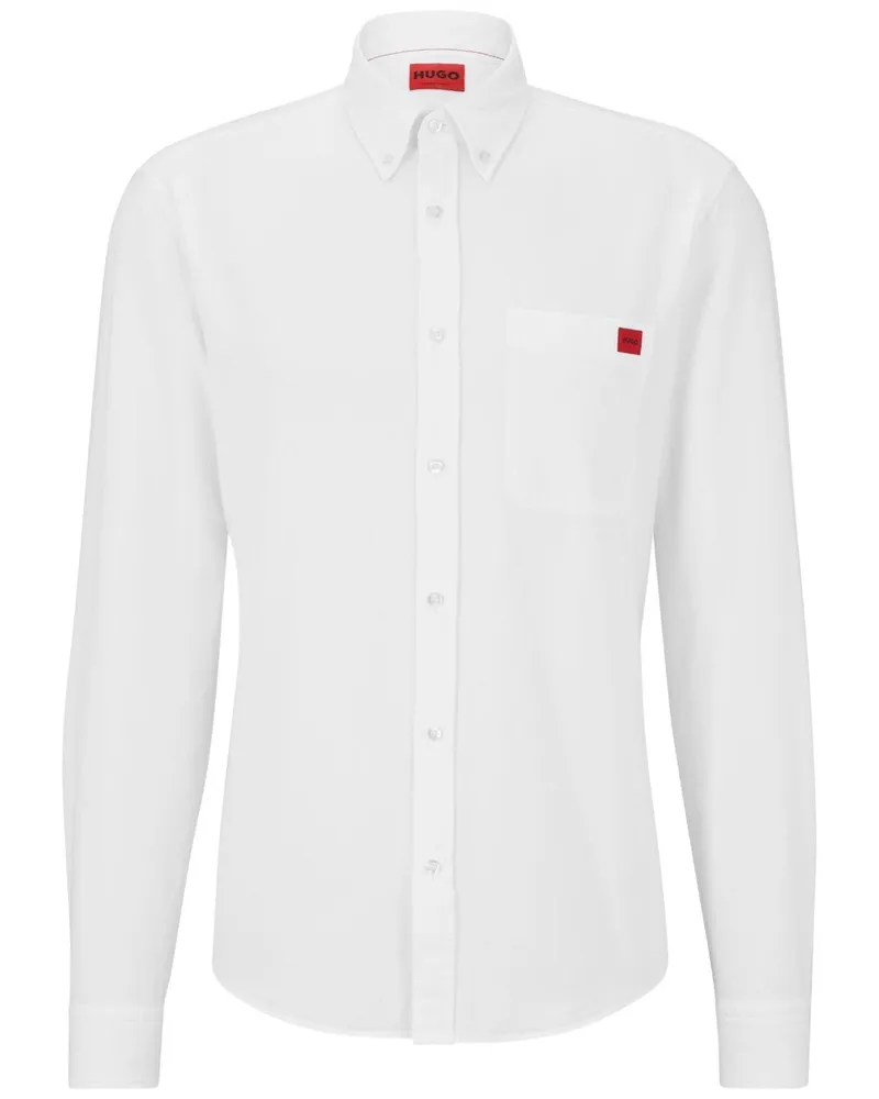 HUGO BOSS Hemd mit Logo-Applikation - Weiß Weiß