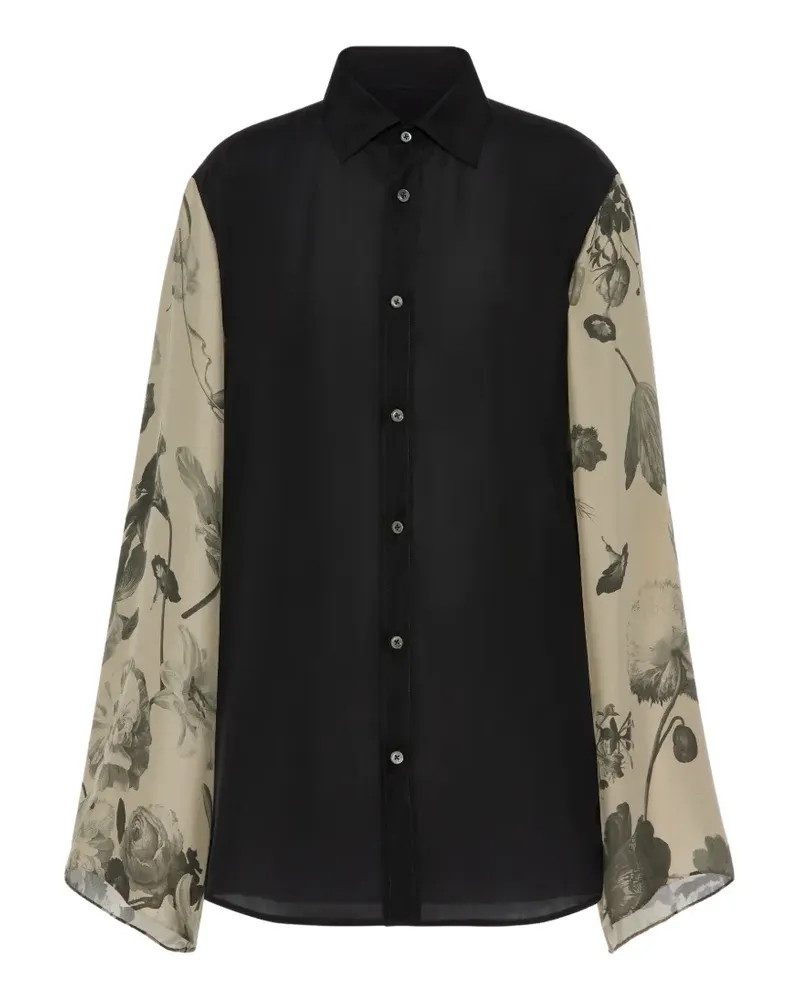 Maison Margiela T-Shirt mit Blumenärmeln - Schwarz Schwarz