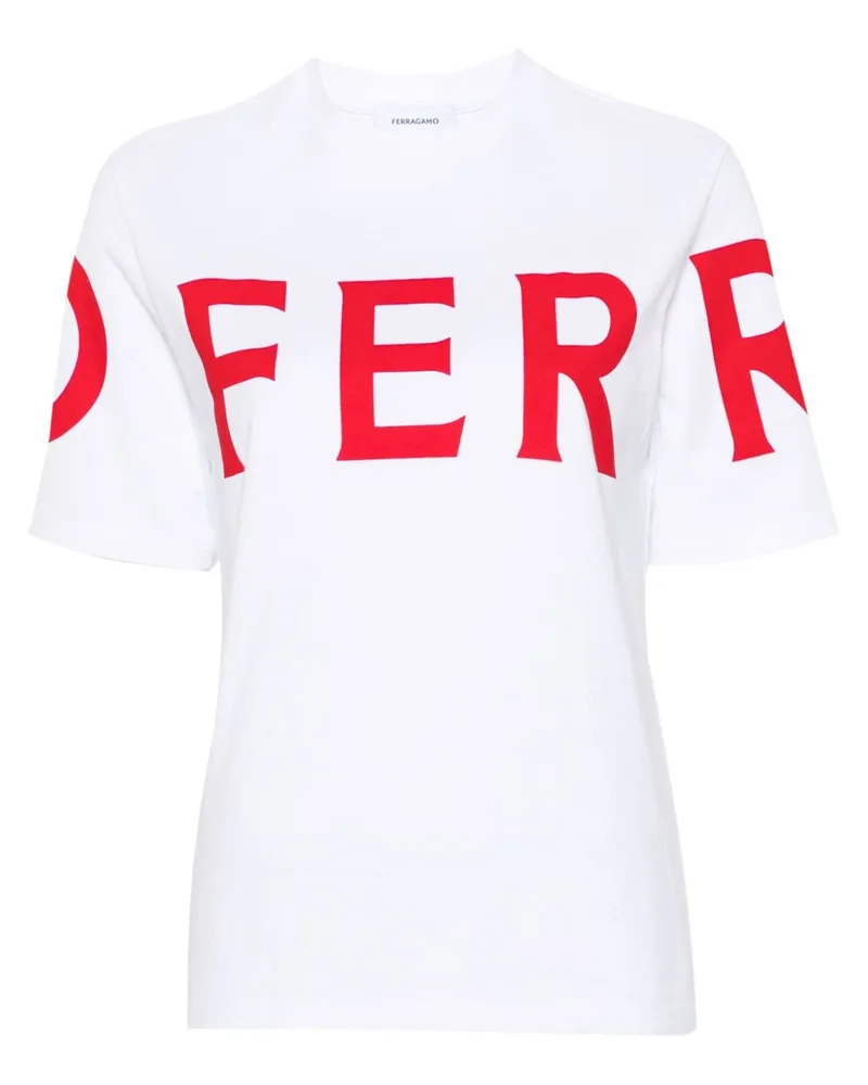 Ferragamo T-Shirt mit Logo-Print Weiß