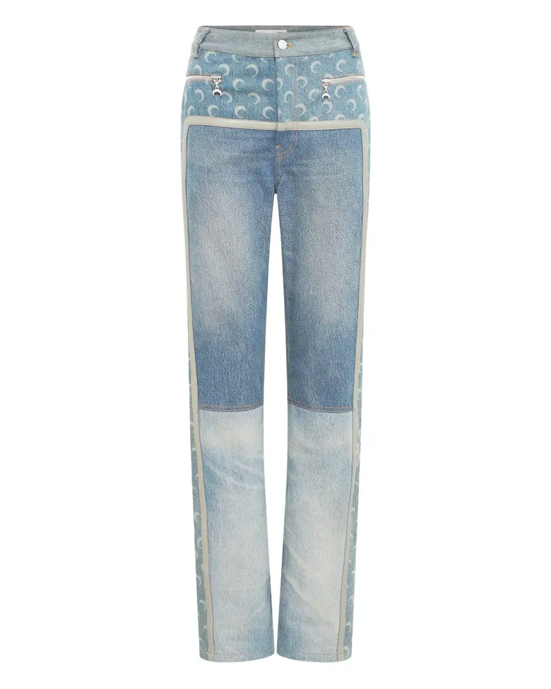 Marine Serre moon-print zip-fly jeans - Blau Blau