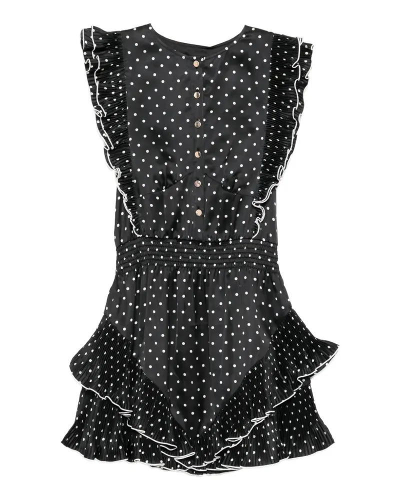 Self-Portrait Gepunktetes Minikleid - Schwarz Schwarz