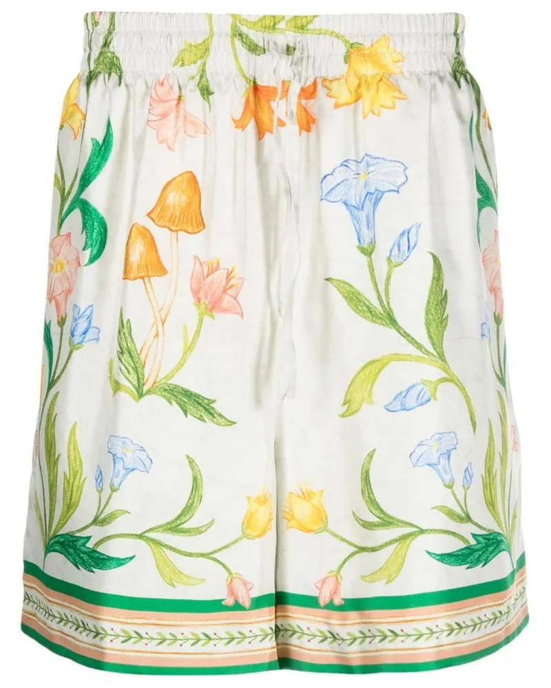Casablanca Paris L'Arche de Fleurie Shorts aus Seide - Weiß Weiß