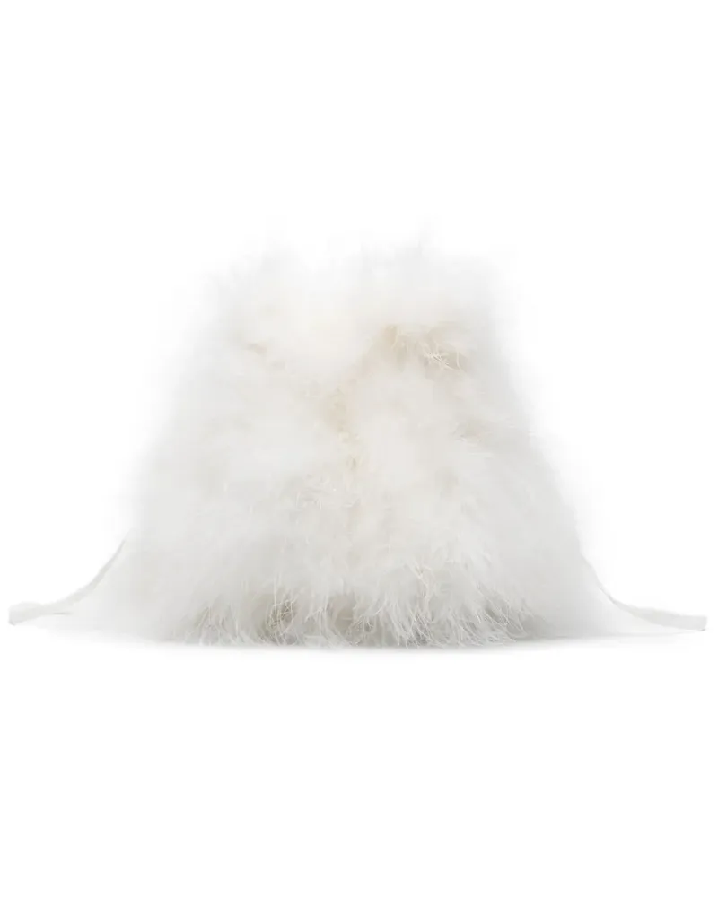 Yves Salomon Clutch mit Federn - Weiß Weiß