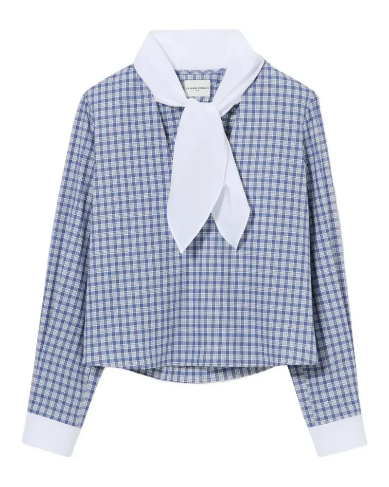 Claudie Pierlot Kariertes Oberteil mit Schleife - Blau Blau