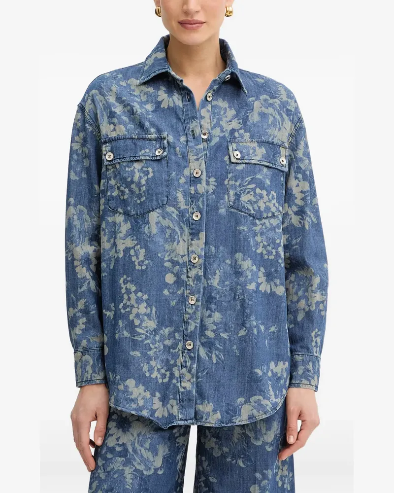 Fracomina floral-print denim shirt - Blau Blau