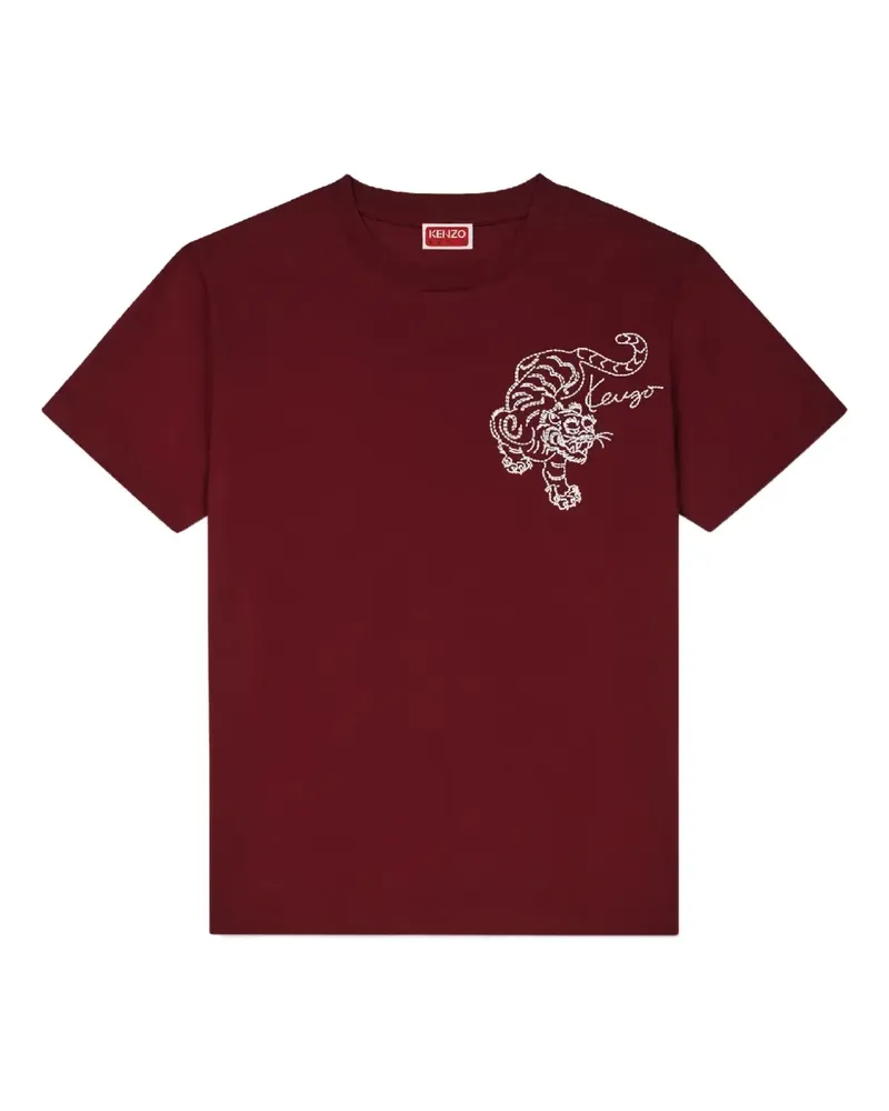 Kenzo T-Shirt mit Tigerstickerei - Rot Rot