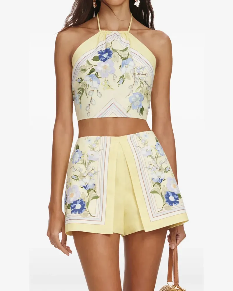 Self-Portrait floral shorts - Gelb Gelb