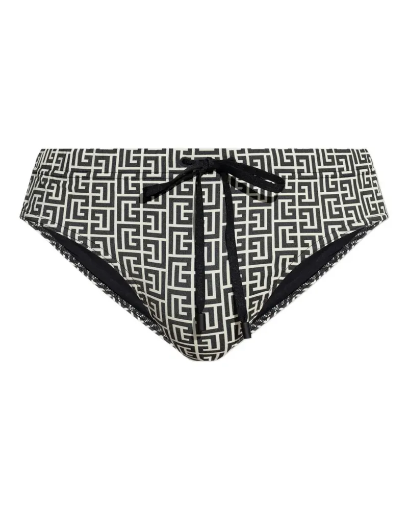 Balmain Badehose mit geometrischem Muster - Schwarz Schwarz