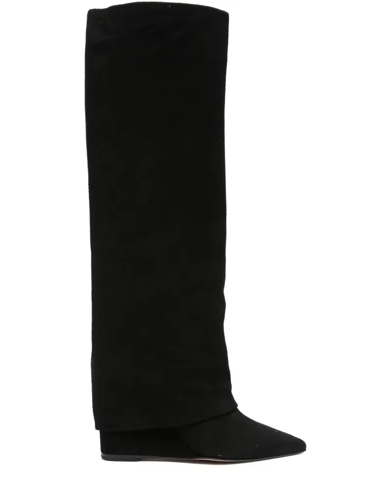The Seller Wedge-Stiefel mit Umschlag 90mm - Schwarz Schwarz