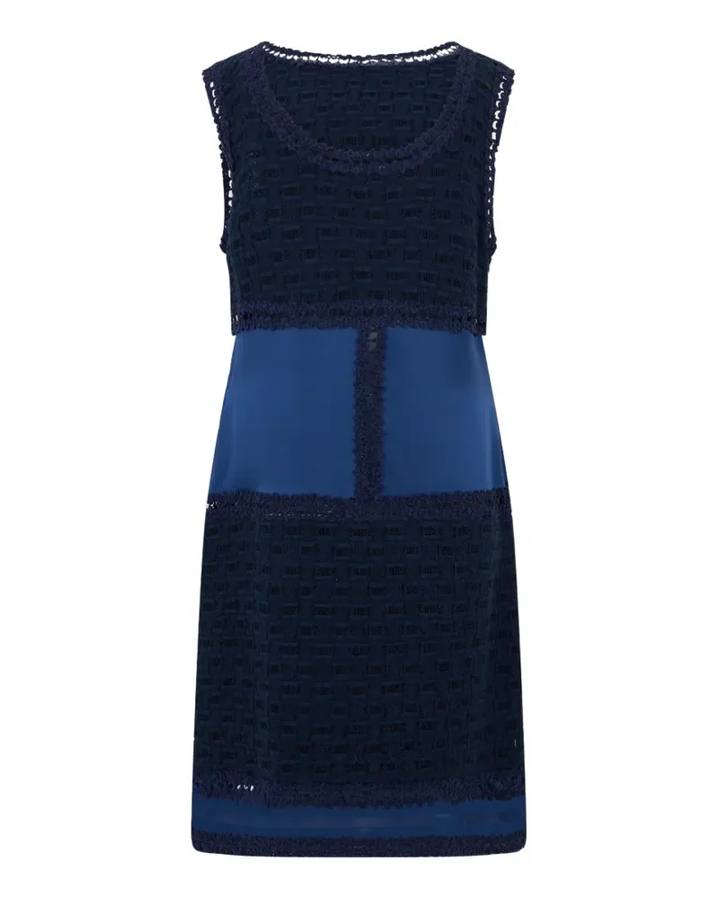 Alberta Ferretti crochet-knit color-block mini dress - Blau Blau