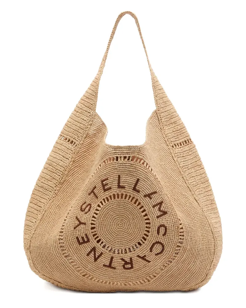 Stella McCartney Gehäkelte Schultertasche mit Logo - Nude Nude