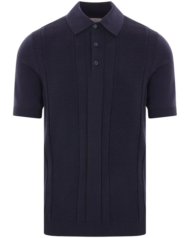 Brunello Cucinelli Gestricktes Poloshirt - Blau Blau